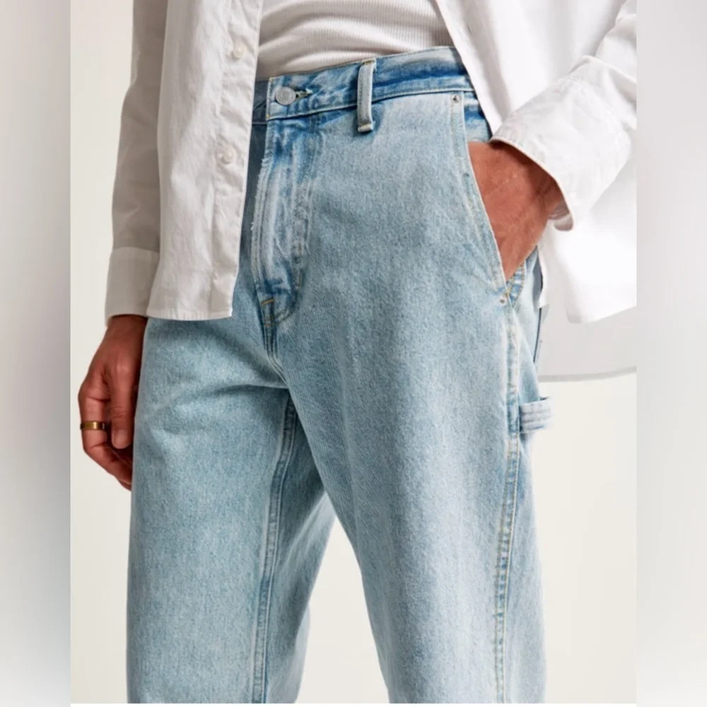 Abercrombie Fitch Carpenter Jeans Men’s 38x32 Light Wash Loose Baggy Vintage